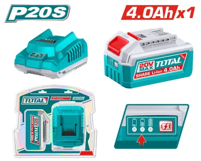 KIT DE 1 BATERIA  4.0AH + CARGADOR DE 20V INDUSTRIAL SUPER TOTAL (UTFBCPK1012)