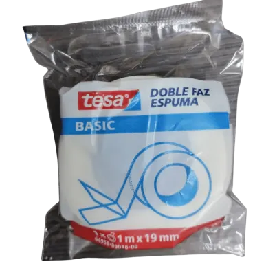 CINTA DOBLE FAZ ESPUMA BASICA 19MM X 1MTS
