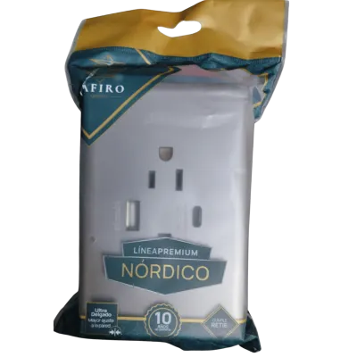 TOMA DOBLE + USB + TIPO C CRAGA RAPIDA ZAFIRO PLATA LINEA NORDICO