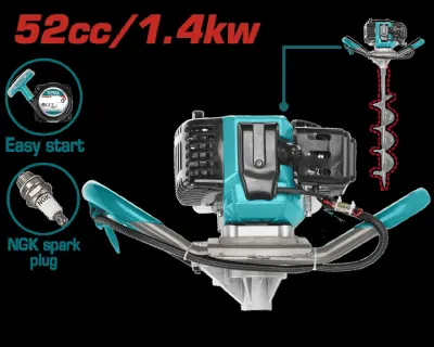 AHOYADOR 52CC 1.4KW A GASOLINA 2 TIEMPOS SIN BARRENO SUPER TOTAL (TEA55221-1)