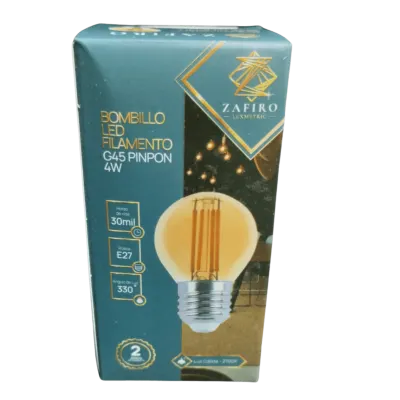 BOMBILLO LED FILAMENTO ZAFIRO G45 PINPON 4W 2700K E27