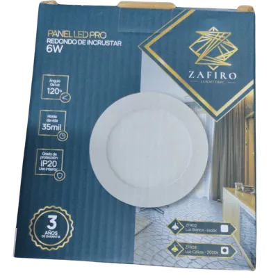 PANEL LED ZAFIRO REDONDO 6W 4" INCRUSTAR LUZ CALIDA