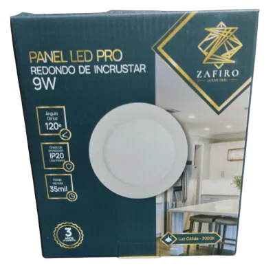PANEL LED ZAFIRO REDONDO 9W 5" INCRUSTAR LUZ CALIDA