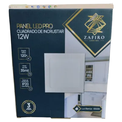 PANEL LED ZAFIRO CUADRADO 12W 6" INCRUSTAR LUZ BLANCA