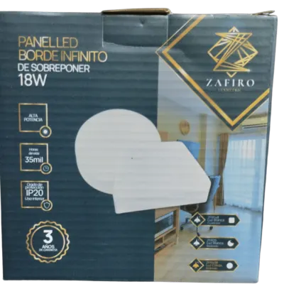 PANEL LED BORDE INFINITO ZAFIRO REDONDO 18W SOBREPONER LUZ BLANCA