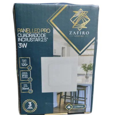 PANEL LED ZAFIRO CUADRADO 9W 5´´ BLANCO INCRUSTAR 6500K