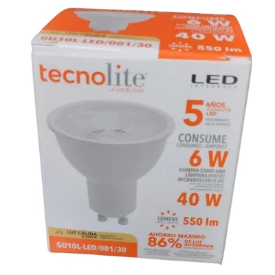GU10 LED 6W 550LM 3000K 36° 100-240V 15KH TL