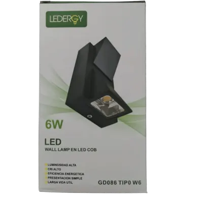 APLIQUE DE PARED 6W IP54 GD086 NEGRO 3000K
