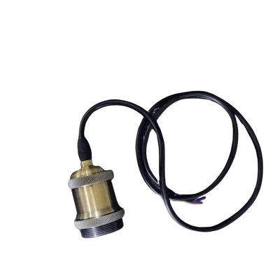 SOCKET TIPO ROSETA COLOR ENVEJECIDO E27 CON CABLE TRENZADO Y BASE