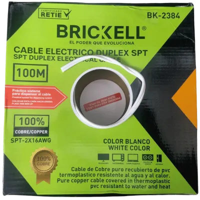 CABLE ELECTRICO DUPLEX 16AWG, 100% COBRE