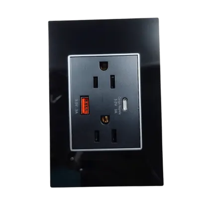 TOMA DOBLE POLO TIERRA + USB X2 (USB CARGA R + USB C DUFREN BLACK FANCY)