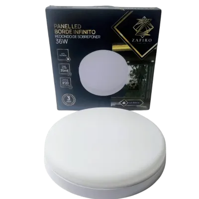 PANEL LED BORDE INFINITO ZAFIRO REDONDO 36W SOBREPONER LUZ  BLANCA