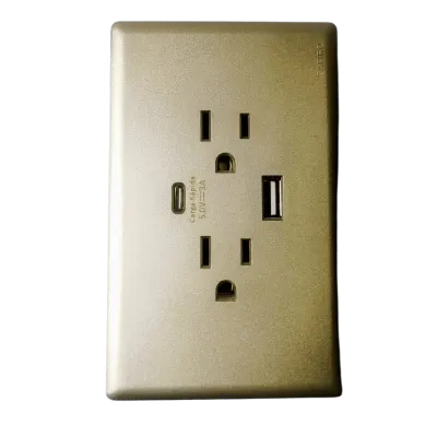 TOMA DOBLE + USB + TIPO C CARGA RAPIDA ZAFIRO ORO LINEA ARENA