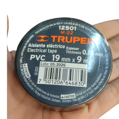 CINTA DE AISLAR DE 9M X 19MM NEGRA TRUPER
