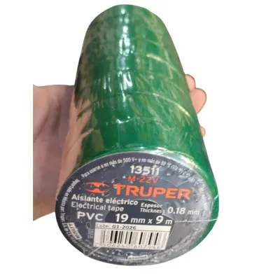CINTA AISLANTE DE 9M X 19MM VERDE TRUPER