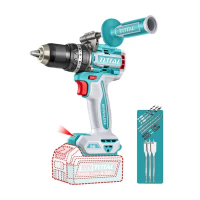 TALADRO DE IMPACTO INALAMBRICO 1/2 96NM 20V INCLUYE MANGO AUXILIAR Y 11 ACCESORIOS, BATERIA  CARGADOR SE VENDE POR SEPARADO, INDUSTRIAL SUPER  TOTAL (TIDLI209685)