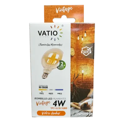 BOMBILLO FILAMENTO G80/4W E27 AMB 2700K 110V