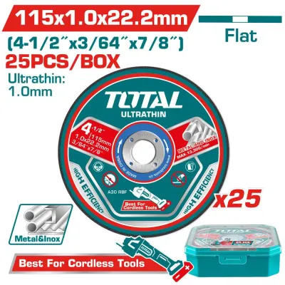 DISCO CORTE METAL/ACERO INOXIDABLE 4-1/2"" (PQT POR 25 UNDS) TOTAL (TAC1025115)  Item: 23920