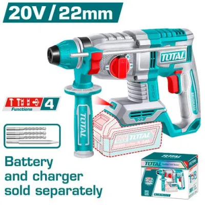 TALADRO ROTOMARTILLO 7/8""  20V SDS PLUS 2.0 JULES  BATERIA Y CARGADOR NO INCLUIDO INDUSTRIAL TOTAL (TRHLI22208)  Item: 24104