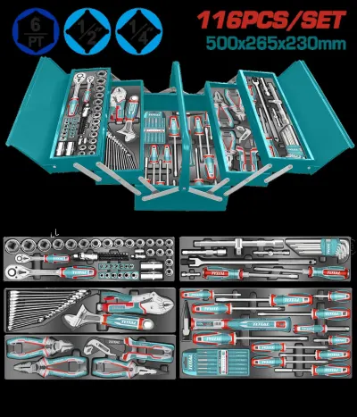 CAJA HERRAMIENTAS INCLUYE 116  PZS INDUSTRIAL METALICA TOTAL (THTCS351167)  Item: 23672
