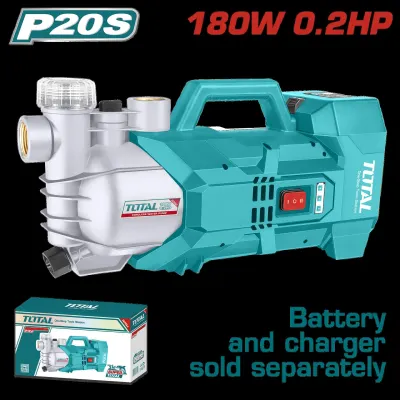ELECTROBOMBA INALAMBRICA 20V 0.2HP 180W 47L/MIN BATERIA Y CARGADOR SE VENDEN POR SEPARADO  SUPER TOTAL (TGWPLI201801)  Item: 23413