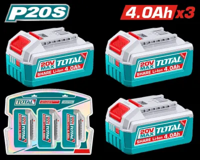 KIT DE 3 BATERIAS 20V 4.0AH INDUSTRIAL ION LITHIUM  INDUSTRIAL SUPER TOTAL (TOSLI251296)  Item: 23239