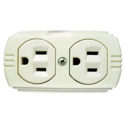 TOMA DOBLE T/L SOBREPONER CON P-TIERRA BEIGE UDUKE (RETIE-FL)