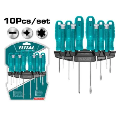 DESTORNILLADOR CROMO VANADIUM JUEGO X 10 PZS SUPER SELECT TOTAL (THTDC251001)