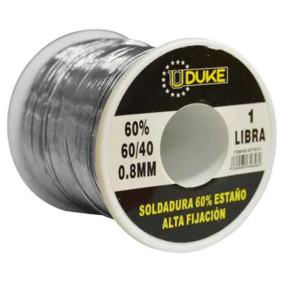 SOLDADURA ESTANO UDUKE 1LB 60-40 (60% ESTANO) (40% PLOMO) (0.8MM)