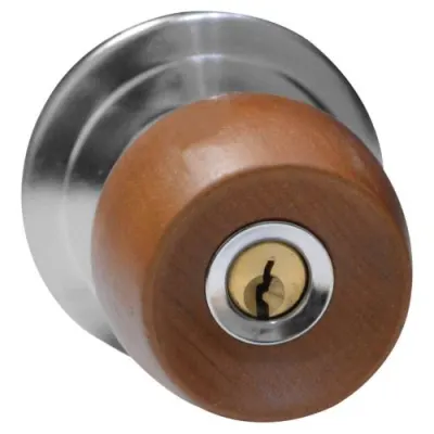 CHAPA BOLA ALCOBA P/MADERA UDUKE COLOR MIEL ESCUDO CROMADO (5831-QJM)