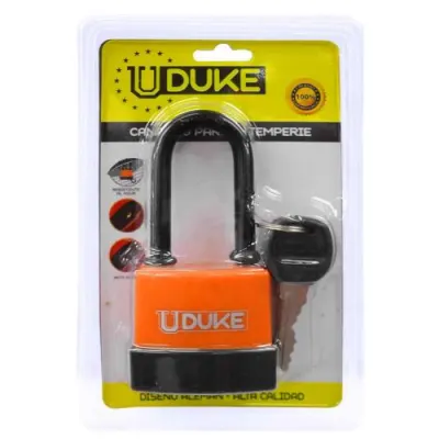 CANDADO INTEMPERIE ARCO LARGO 55 MM NARANJA UDUKE