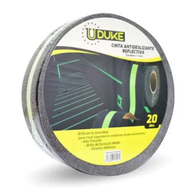 CINTA ADHESIVA ANTIDESLIZANTE 2 X 20 MTS REFLECTIVA NEGRA UDUKE