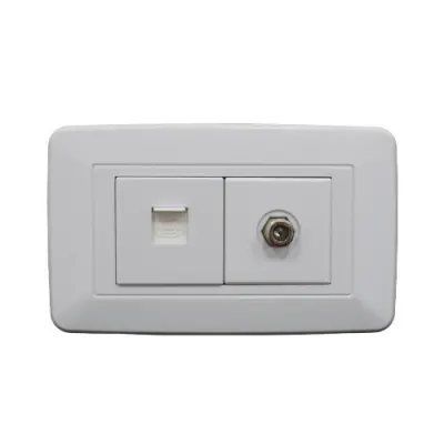 LINEA BK BLANCA INCRUSTAR TOMA TELEFONO + TV VHARBOR (118Z-78) (HT1524)(HT20343)