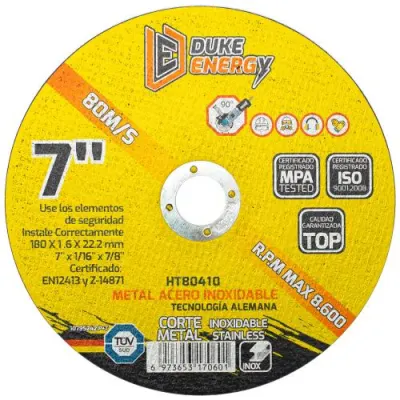 DISCO 7 CORTE METAL ACERO INOX 2 EN 1 DUKE ENERGY TECNOLOGIA ALEMANA (HT80410)