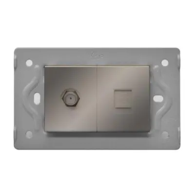 TOMA TELEFONO + TV LUXOR GRIS INTERCAMBIABLE SIN TAPA DUKE ENERGY (V3-036)