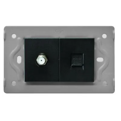 TOMA TELEFONO + TV LUXOR NEGRA INTERCAMBIABLE SIN TAPA DUKE ENERGY (V17-036)