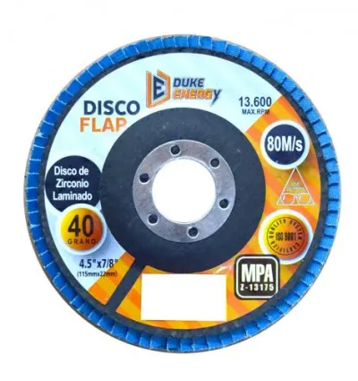 DISCO FLAP DUKE ENERGY 4 1/2 GRANO 40 ZIRCONIO (115MM X 22MM) (HT1291)