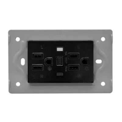 TOMA DOBLE GFCI LUXOR NEGRO DUKE ENERGY (15A-127V) (V17-020)