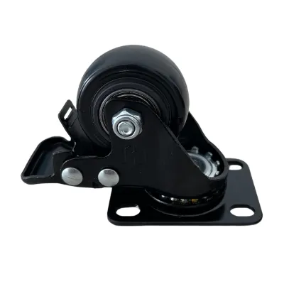 RODACHIN 1 1/2 PLANO NEGRO CON FRENO GIRATORIO 40MM 70KG