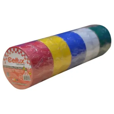 CINTA AISLANTE CELLUX PEQUENA COLORES X 10 (ROJA-AMARILLA-BLANCA-VERDE-AZUL)