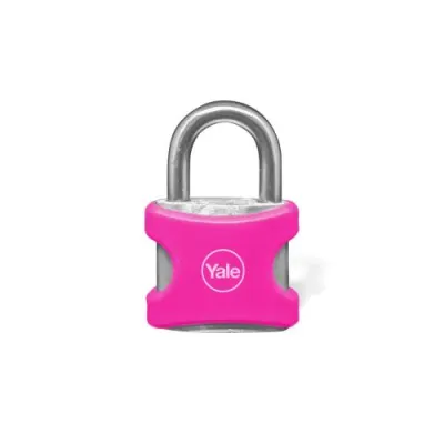 CANDADO YALE ENCAUCHETADO FUCSIA 25MM ALUMINIO (8861)