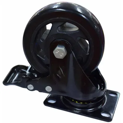 RODACHINES 4 PLANO NEGRO CON FRENO GIRATORIO 100MM 120KG (INDIVIDUAL) (HT80023)