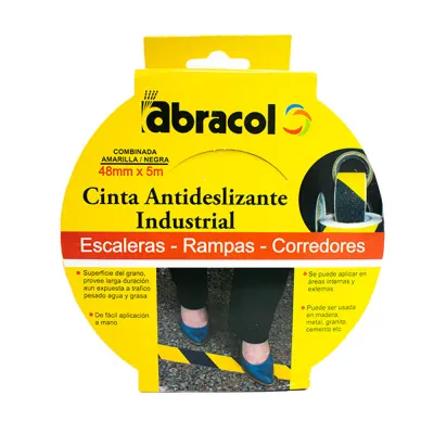 CINTA ANTIDESLIZANTE ABRACOL GRADA 2 X 5 MTS NEGRA-AMARILLA (SCCIANTYN48)