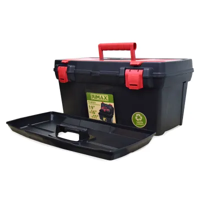 CAJA HERRAMIENTA KIT X 3 PLASTICA NEGRO - ROJO (19-16-11) RIMAX (12211)