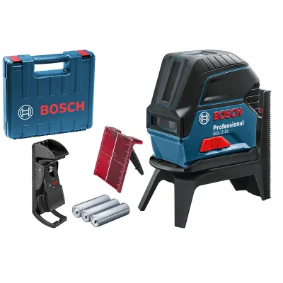NIVEL LASER BOSCH LUZ ROJA 15 MTS PROFESIONAL CON ESTUCHE GCL2-15 + SOPORTE DE PARED IMANTADO+MALETA(0601066E02000)