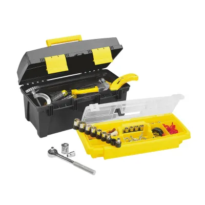 CAJA HERRAMIENTA 16 CON BANDEJA ORGANIZADORA NEGRA RIMAX (3994)