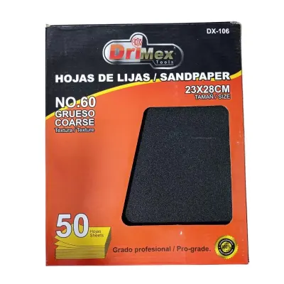 HOJA DE LIJA #60 PAQUETE X 50 HOJAS
