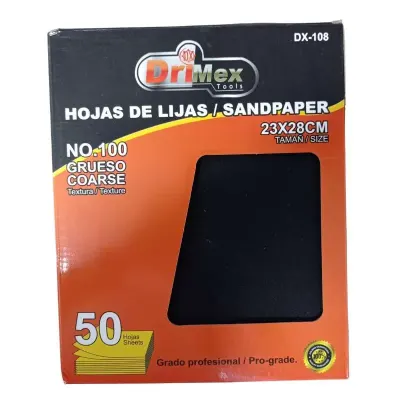 HOJA DE LIJA #100 PAQUETE X 50 HOJAS