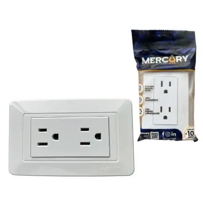 TOMA DOBLE CON RETIE POLO TIERRA MERCURY BLANCO