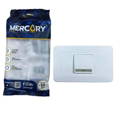 INTERRUPTOR SENCILLO CONMUTABLE CERTIFICADO MERCURY BLANCO